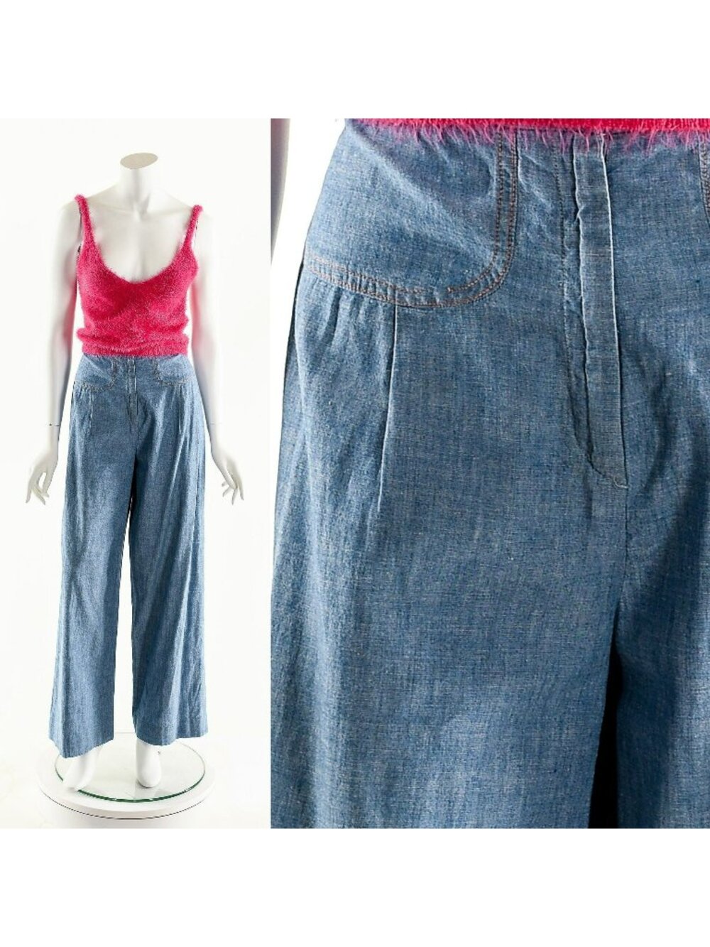 Blue Chambray Light Denim Trouser Pant 60s